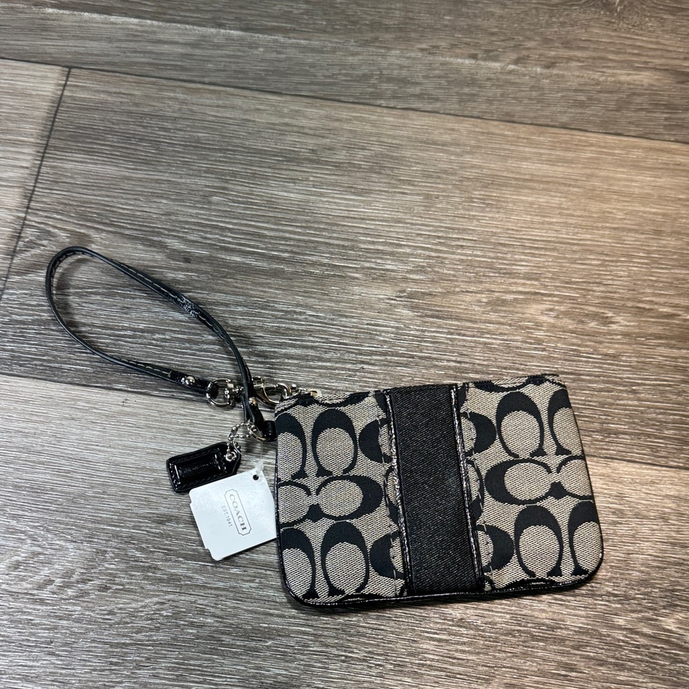 Coach Black and Gray Signature Wristlet